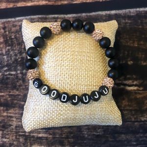 Good Juju black stone and rose gold bracelet